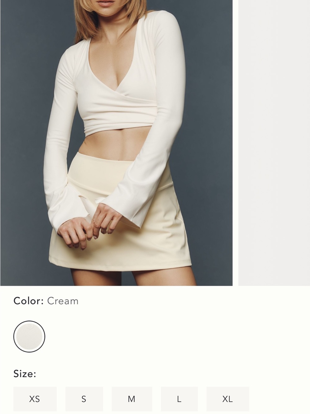 Astoria Activewear - Cream Long-Sleeve Wrap Crop Top